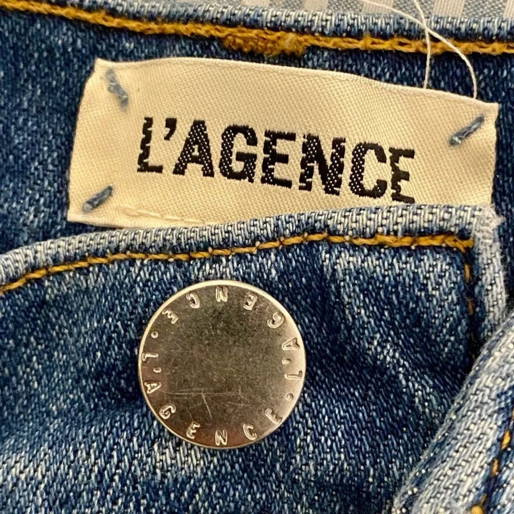 L'AGENCE Ryland High Waist‎ Short Authentique Blue Denim Jean Cut Off Frayed 25